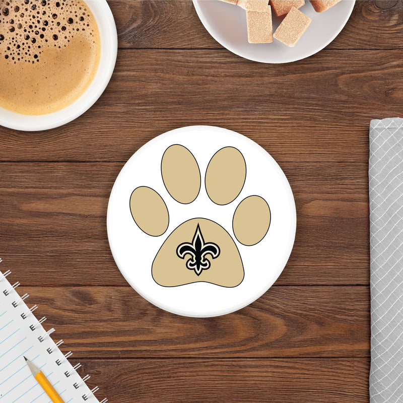 Load image into Gallery viewer, Fan Creations NFL - New Orleans Saints 4 in Round Dog Paw Coaster
