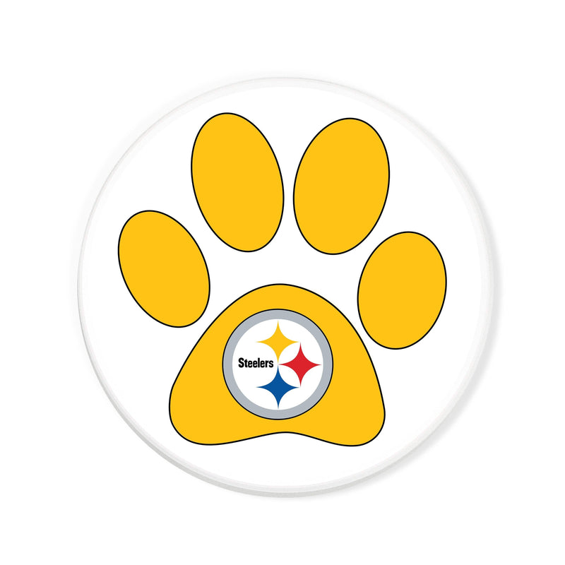 Load image into Gallery viewer, Fan Creations NFL - Pittsburgh Steelers 4 in Round Dog Paw Coaster
