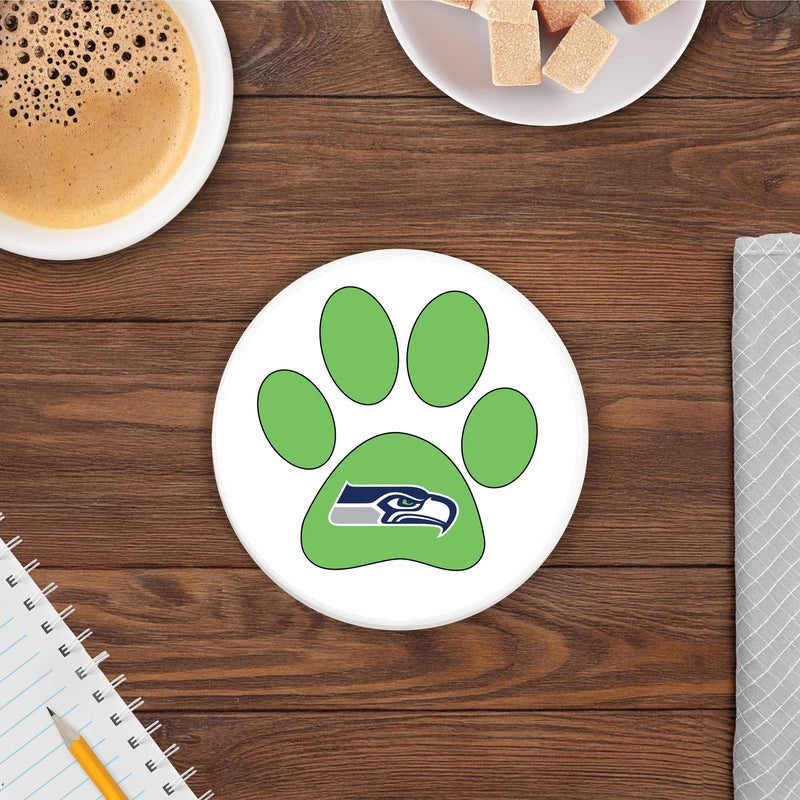 Load image into Gallery viewer, Fan Creations NFL - Seattle Seahawks 4 in Round Dog Paw Coaster

