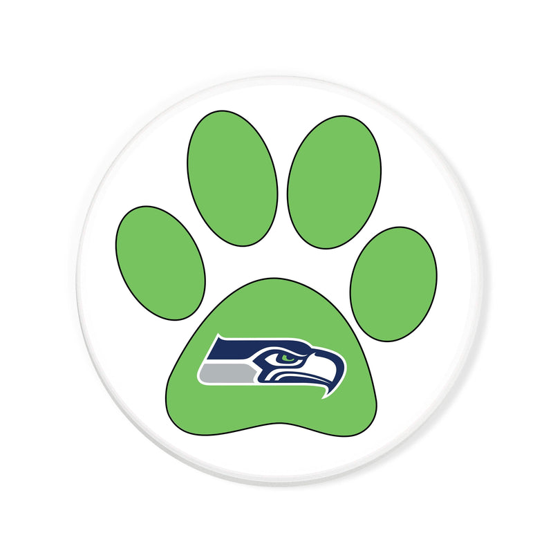 Load image into Gallery viewer, Fan Creations NFL - Seattle Seahawks 4 in Round Dog Paw Coaster
