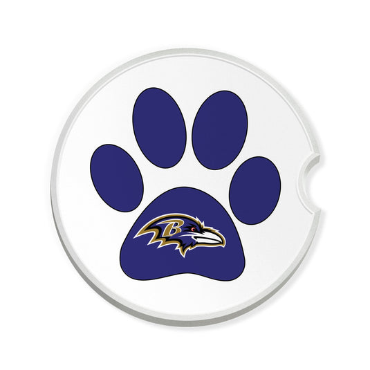Fan Creations NFL Baltimore Ravens -Themed Ceramic Car Coaster – 2.5" Paw Print Design - 2 Pack