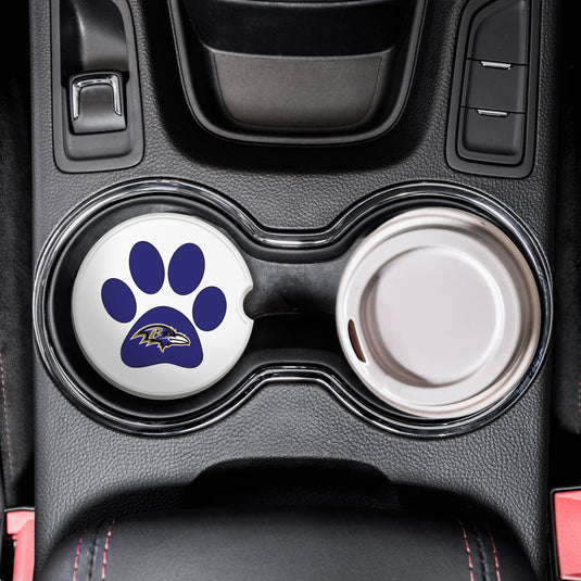 Fan Creations NFL Baltimore Ravens -Themed Ceramic Car Coaster – 2.5" Paw Print Design - 2 Pack