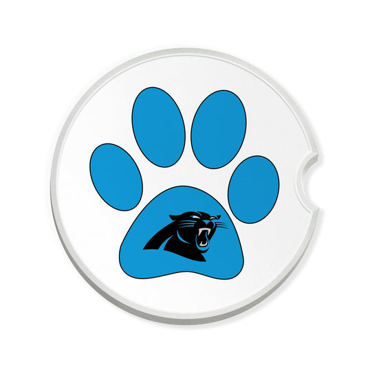 Fan Creations NFL Carolina Panthers -Themed Ceramic Car Coaster – 2.5" Paw Print Design - 2 Pack