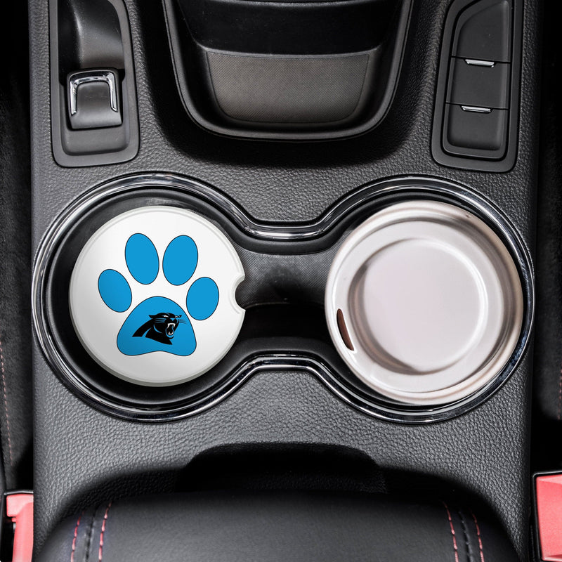 Load image into Gallery viewer, Fan Creations NFL Carolina Panthers -Themed Ceramic Car Coaster – 2.5" Paw Print Design - 2 Pack
