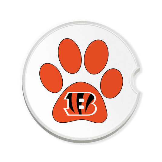 Fan Creations NFL Cincinnati Bengals -Themed Ceramic Car Coaster – 2.5" Paw Print Design - 2 Pack
