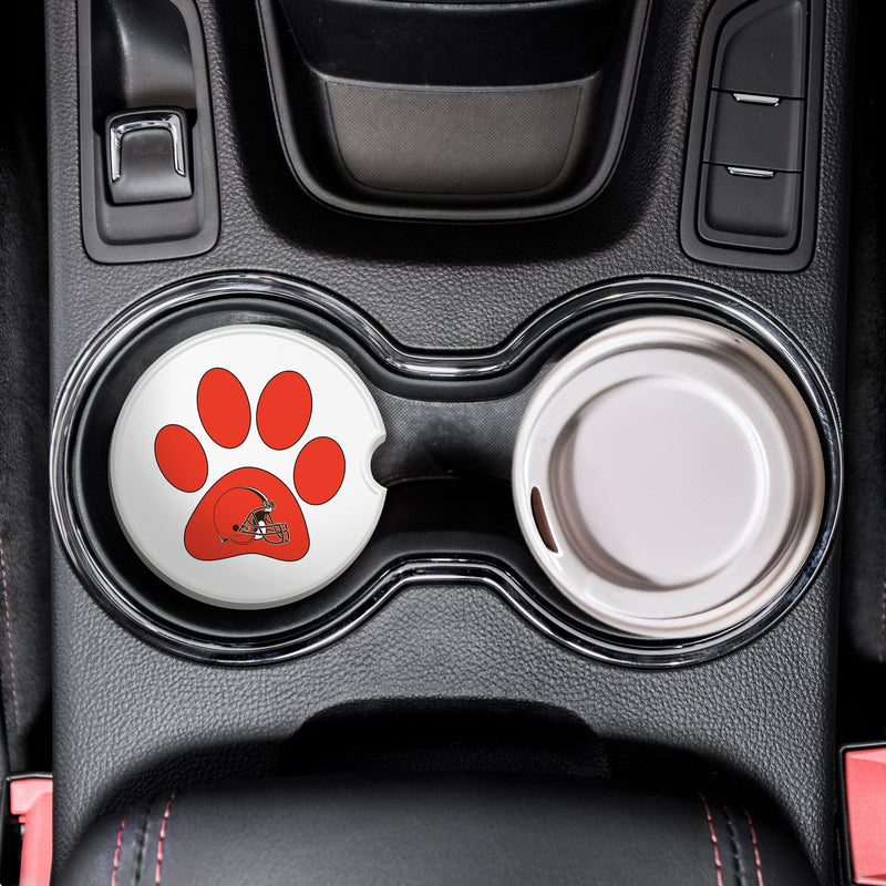 Load image into Gallery viewer, Fan Creations NFL Cleveland Browns -Themed Ceramic Car Coaster – 2.5" Paw Print Design - 2 Pack
