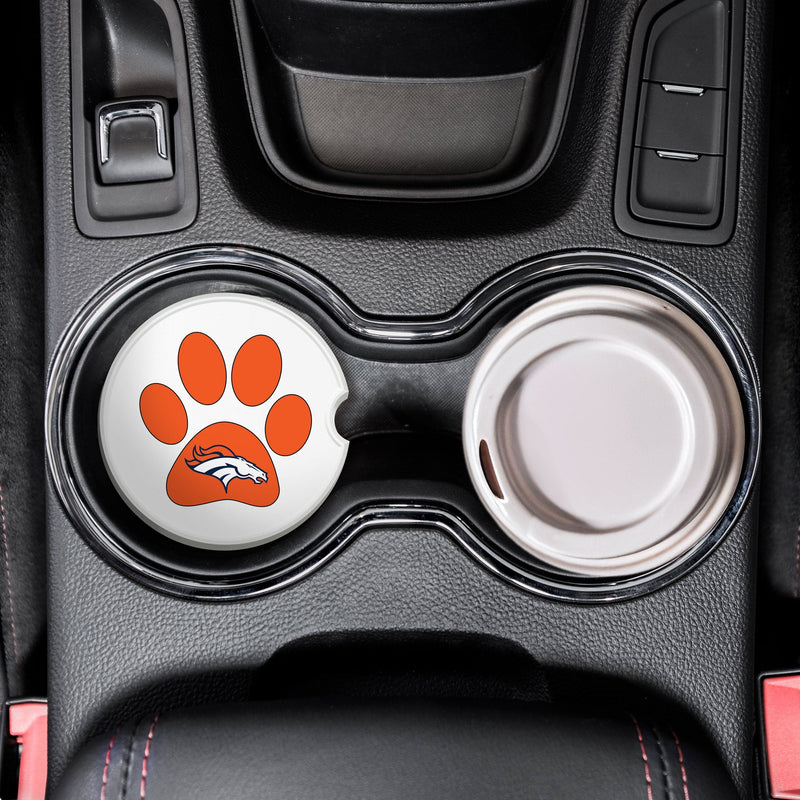 Load image into Gallery viewer, Fan Creations NFL Denver Broncos -Themed Ceramic Car Coaster – 2.5" Paw Print Design - 2 Pack
