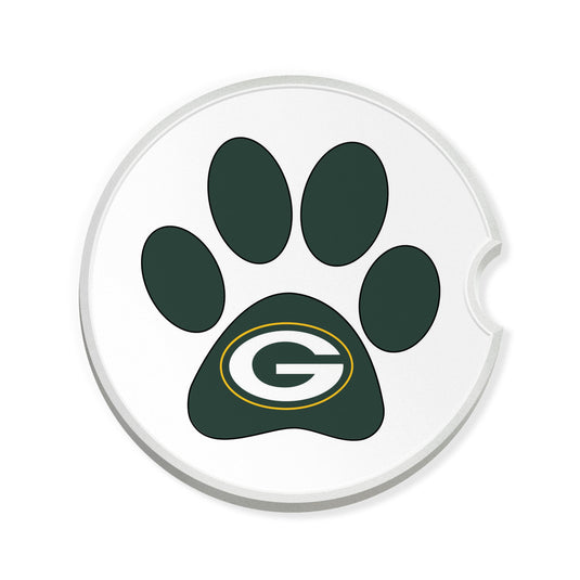 Fan Creations NFL GreenBay Packers -Themed Ceramic Car Coaster – 2.5" Paw Print Design - 2 Pack