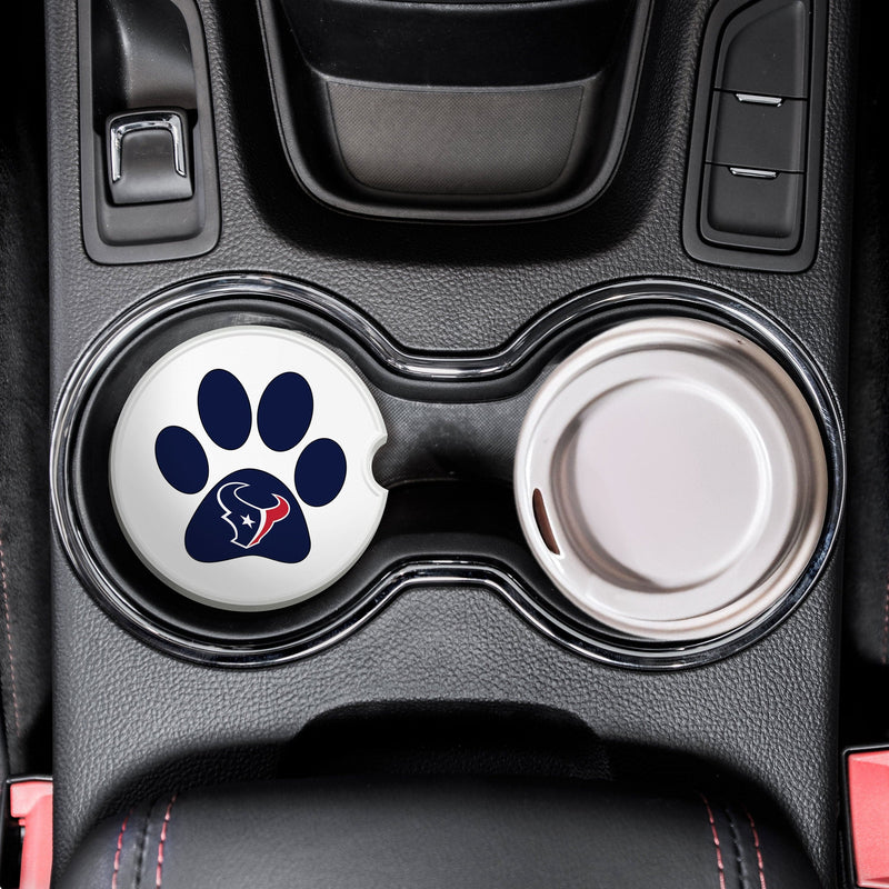 Load image into Gallery viewer, Fan Creations NFL Houston Texans -Themed Ceramic Car Coaster – 2.5" Paw Print Design - 2 Pack
