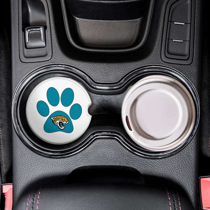 Load image into Gallery viewer, Fan Creations NFL Jacksonville Jaguars -Themed Ceramic Car Coaster – 2.5" Paw Print Design - 2 Pack
