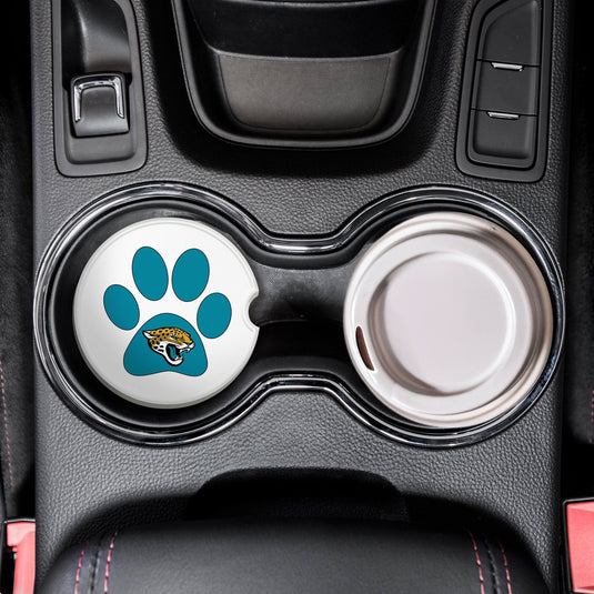 Fan Creations NFL Jacksonville Jaguars -Themed Ceramic Car Coaster – 2.5" Paw Print Design - 2 Pack