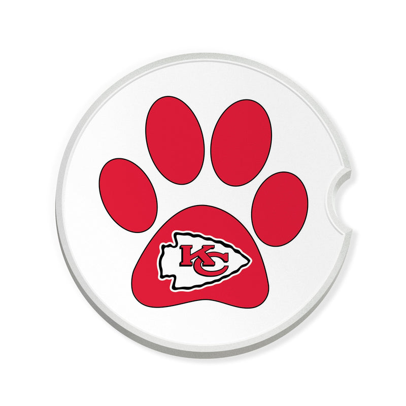 Load image into Gallery viewer, Fan Creations NFL Kansas City Chiefs -Themed Ceramic Car Coaster – 2.5" Paw Print Design - 2 Pack
