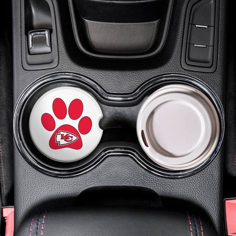 Load image into Gallery viewer, Fan Creations NFL Kansas City Chiefs -Themed Ceramic Car Coaster – 2.5" Paw Print Design - 2 Pack

