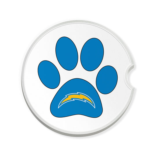 Fan Creations NFL Los Angeles Chargers -Themed Ceramic Car Coaster – 2.5" Paw Print Design - 2 Pack