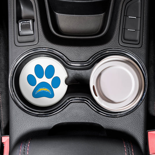 Fan Creations NFL Los Angeles Chargers -Themed Ceramic Car Coaster – 2.5" Paw Print Design - 2 Pack