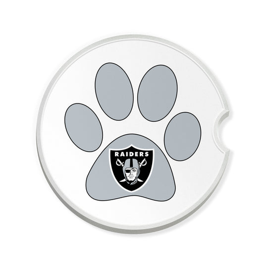 Fan Creations NFL Las Vegas Raiders -Themed Ceramic Car Coaster – 2.5" Paw Print Design - 2 Pack