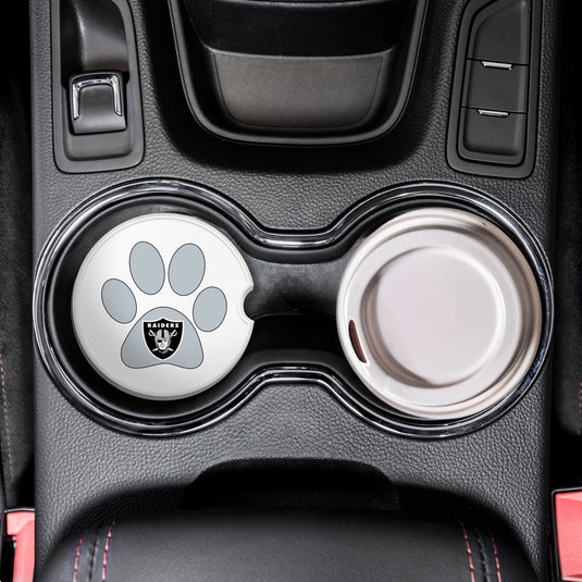 Fan Creations NFL Las Vegas Raiders -Themed Ceramic Car Coaster – 2.5" Paw Print Design - 2 Pack