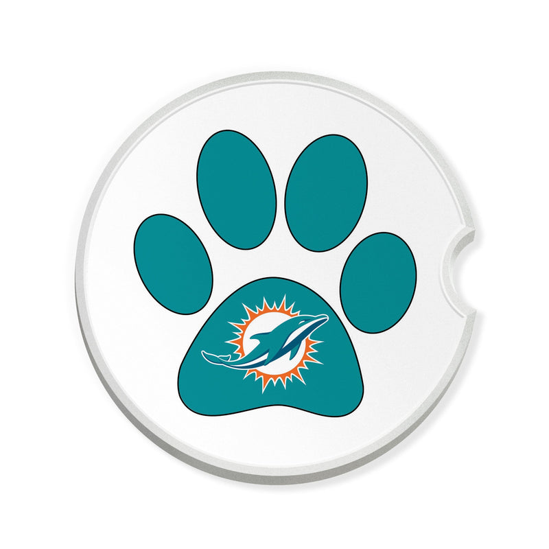 Load image into Gallery viewer, Fan Creations NFL Miami Dolphins -Themed Ceramic Car Coaster – 2.5" Paw Print Design - 2 Pack
