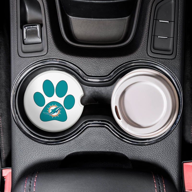 Load image into Gallery viewer, Fan Creations NFL Miami Dolphins -Themed Ceramic Car Coaster – 2.5" Paw Print Design - 2 Pack
