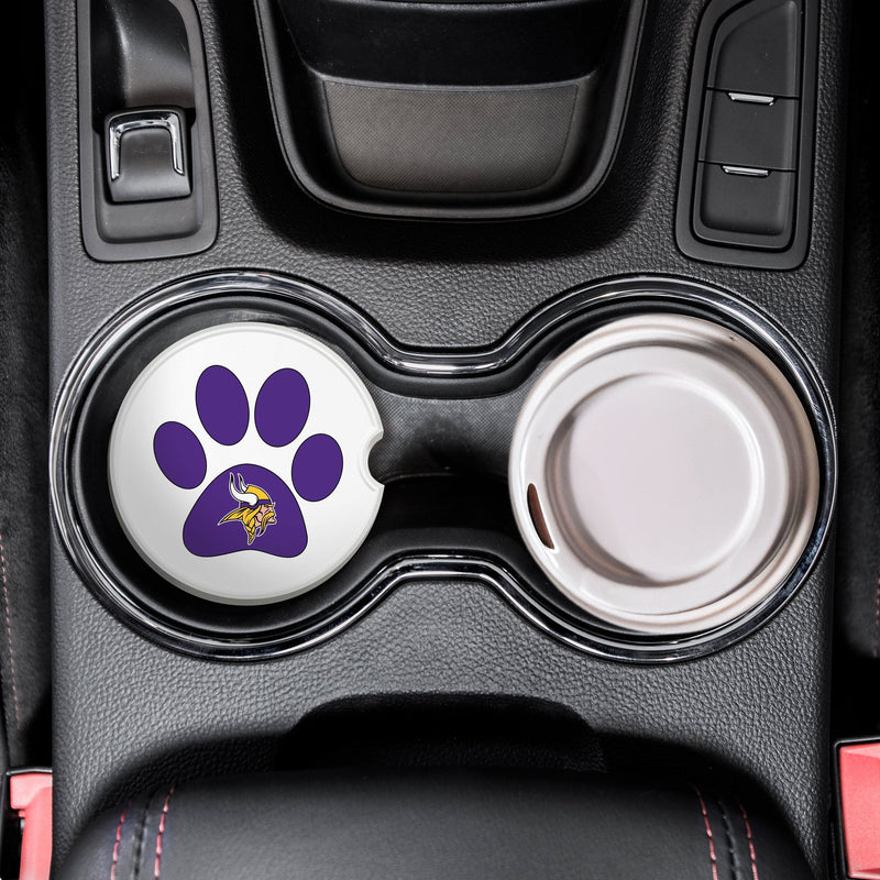 Load image into Gallery viewer, Fan Creations NFL Minnesota Vikings -Themed Ceramic Car Coaster – 2.5" Paw Print Design - 2 Pack
