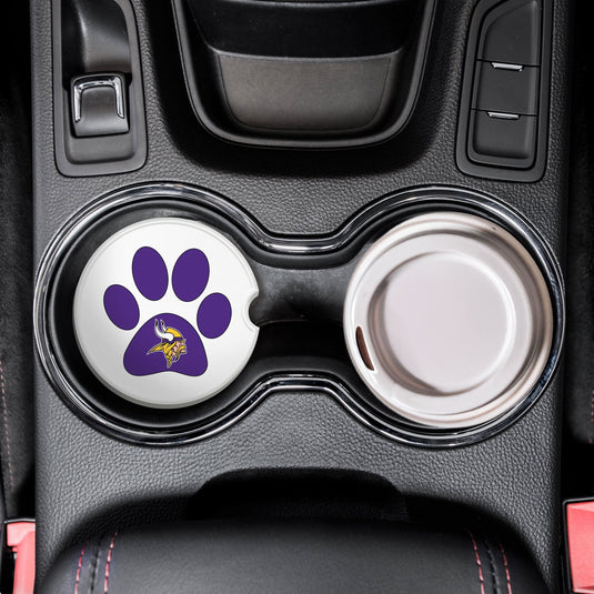 Fan Creations NFL Minnesota Vikings -Themed Ceramic Car Coaster – 2.5" Paw Print Design - 2 Pack