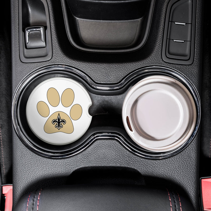 Load image into Gallery viewer, Fan Creations NFL New Orleans Saints -Themed Ceramic Car Coaster – 2.5" Paw Print Design - 2 Pack
