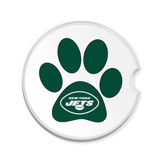 Fan Creations NFL New York Jets -Themed Ceramic Car Coaster – 2.5" Paw Print Design - 2 Pack
