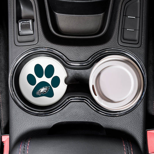 Fan Creations NFL Philadelphia Eagles -Themed Ceramic Car Coaster – 2.5" Paw Print Design - 2 Pack