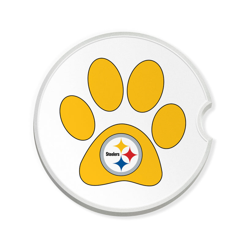 Load image into Gallery viewer, Fan Creations NFL Pittsburgh Steelers -Themed Ceramic Car Coaster – 2.5" Paw Print Design - 2 Pack

