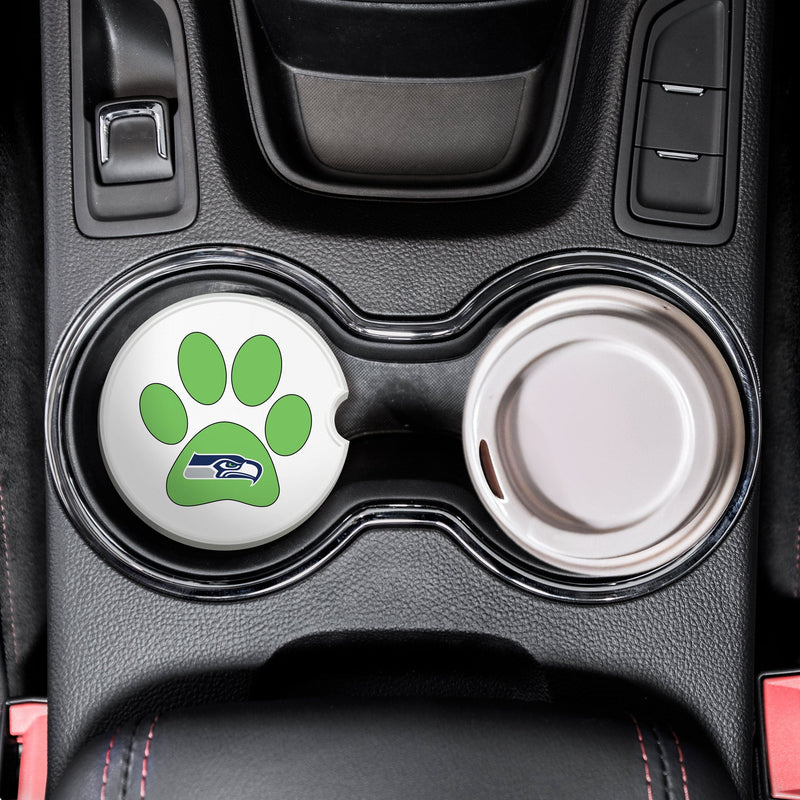 Load image into Gallery viewer, Fan Creations NFL Seattle Seahawks -Themed Ceramic Car Coaster – 2.5" Paw Print Design - 2 Pack
