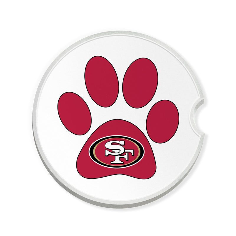 Load image into Gallery viewer, Fan Creations NFL San Francisco 49ers -Themed Ceramic Car Coaster – 2.5&quot; Paw Print Design - 2 Pack
