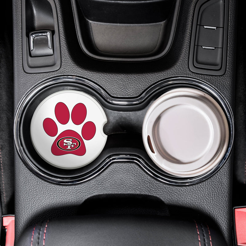 Load image into Gallery viewer, Fan Creations NFL San Francisco 49ers -Themed Ceramic Car Coaster – 2.5&quot; Paw Print Design - 2 Pack
