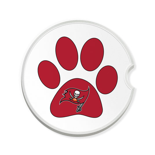 Fan Creations NFL Tampa Bay Buccaneers -Themed Ceramic Car Coaster – 2.5" Paw Print Design - 2 Pack
