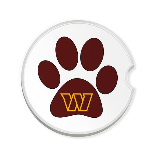 Fan Creations NFL Washington Commanders -Themed Ceramic Car Coaster – 2.5" Paw Print Design - 2 Pack
