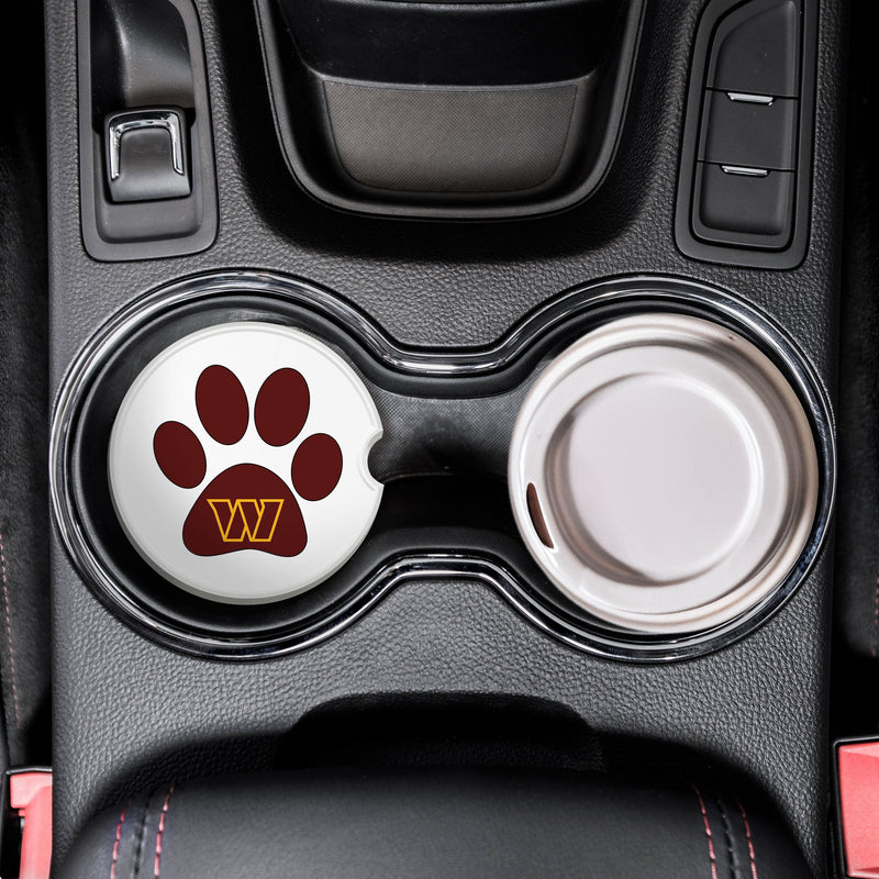 Load image into Gallery viewer, Fan Creations NFL Washington Commanders -Themed Ceramic Car Coaster – 2.5" Paw Print Design - 2 Pack
