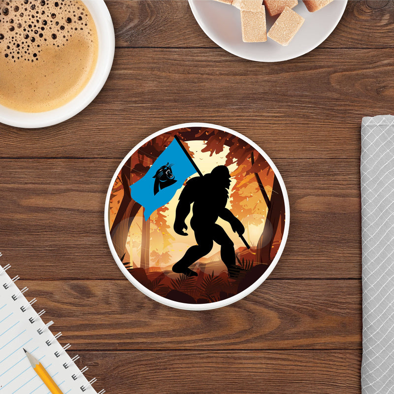 Load image into Gallery viewer, Fan Creations NFL Carolina Panthers - 4 inch Ceramic Big Foot Flag Car Coaster
