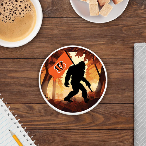 Fan Creations NFL Cincinnati Bengals - 4 inch Ceramic Big Foot Flag Car Coaster
