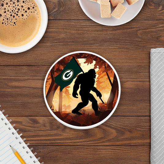 Fan Creations NFL GreenBay Packers - 4 inch Ceramic Big Foot Flag Car Coaster