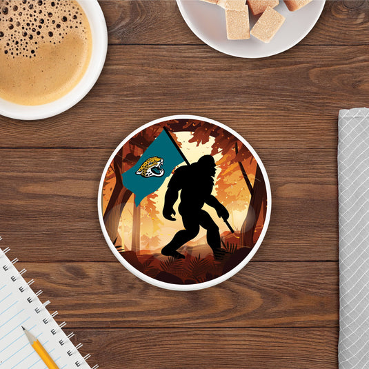 Fan Creations NFL Jacksonville Jaguars - 4 inch Ceramic Big Foot Flag Car Coaster