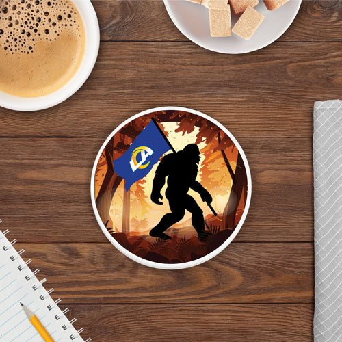 Fan Creations NFL Los Angeles Rams - 4 inch Ceramic Big Foot Flag Car Coaster