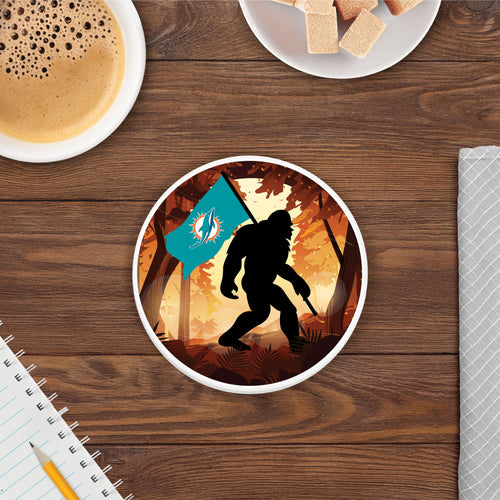Fan Creations NFL Miami Dolphins - 4 inch Ceramic Big Foot Flag Car Coaster
