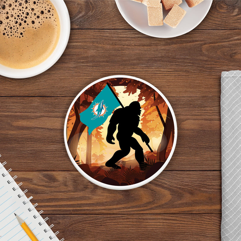 Load image into Gallery viewer, Fan Creations NFL Miami Dolphins - 4 inch Ceramic Big Foot Flag Car Coaster
