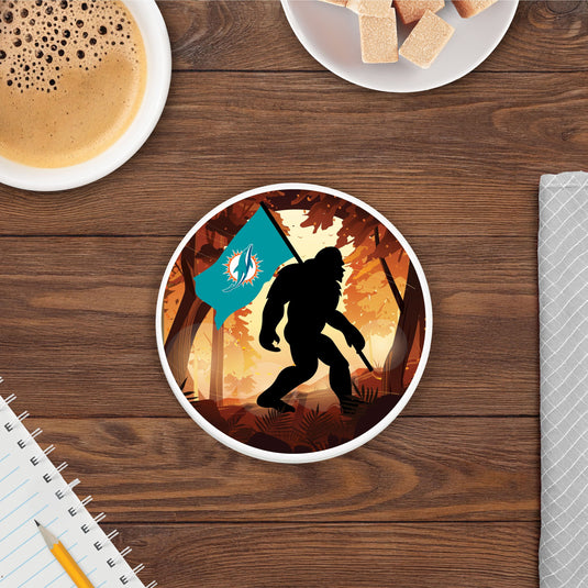 Fan Creations NFL Miami Dolphins - 4 inch Ceramic Big Foot Flag Car Coaster