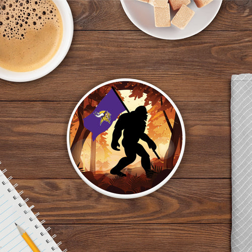 Fan Creations NFL Minnesota Vikings - 4 inch Ceramic Big Foot Flag Car Coaster
