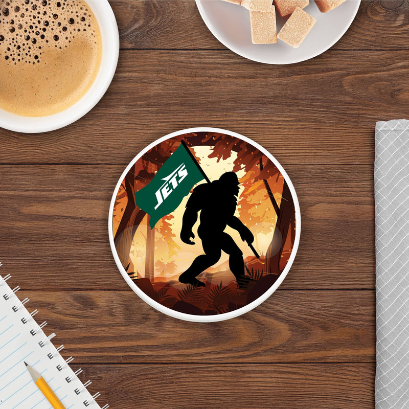 Load image into Gallery viewer, Fan Creations NFL New York Jets-  4 inch Ceramic Big Foot Flag Car Coaster
