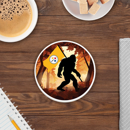 Fan Creations NFL Pittsburgh Steelers-  4 inch Ceramic Big Foot Flag Car Coaster