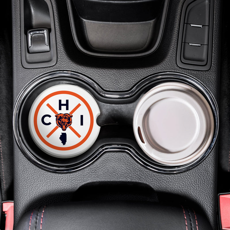 Load image into Gallery viewer, Fan Creations NFL Chicago Bears-Ceramic Car Coaster – Railroad Crossing Sign Design - 2 pack
