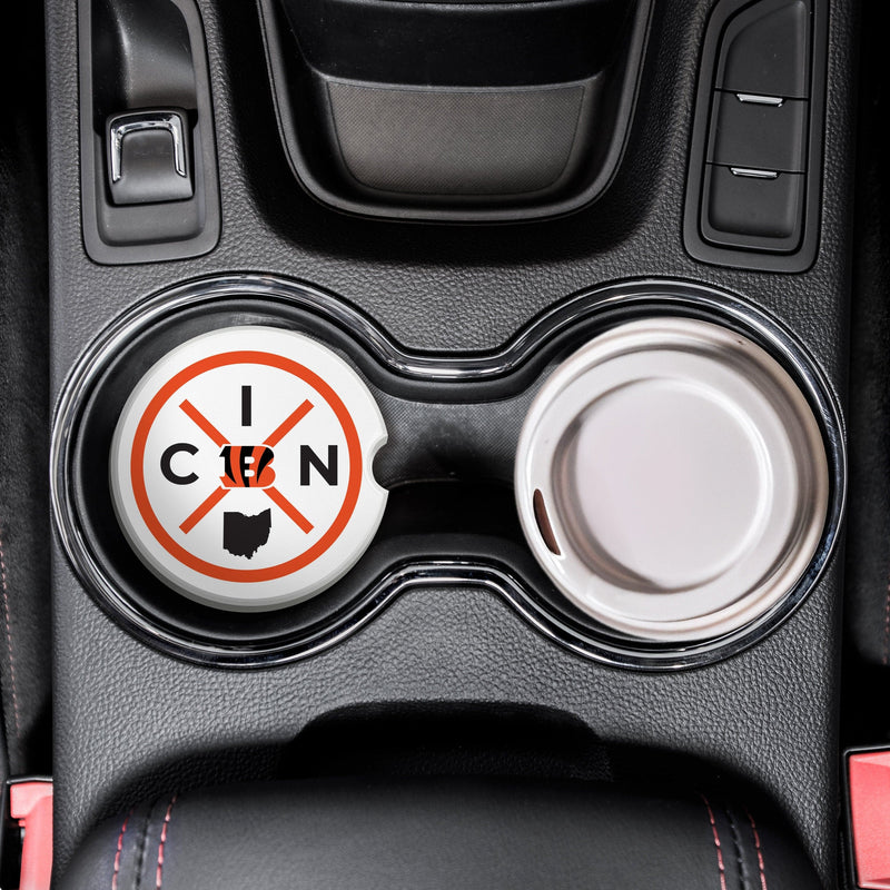 Load image into Gallery viewer, Fan Creations NFL Cincinnati Bengals-Ceramic Car Coaster – Railroad Crossing Sign Design - 2 pack
