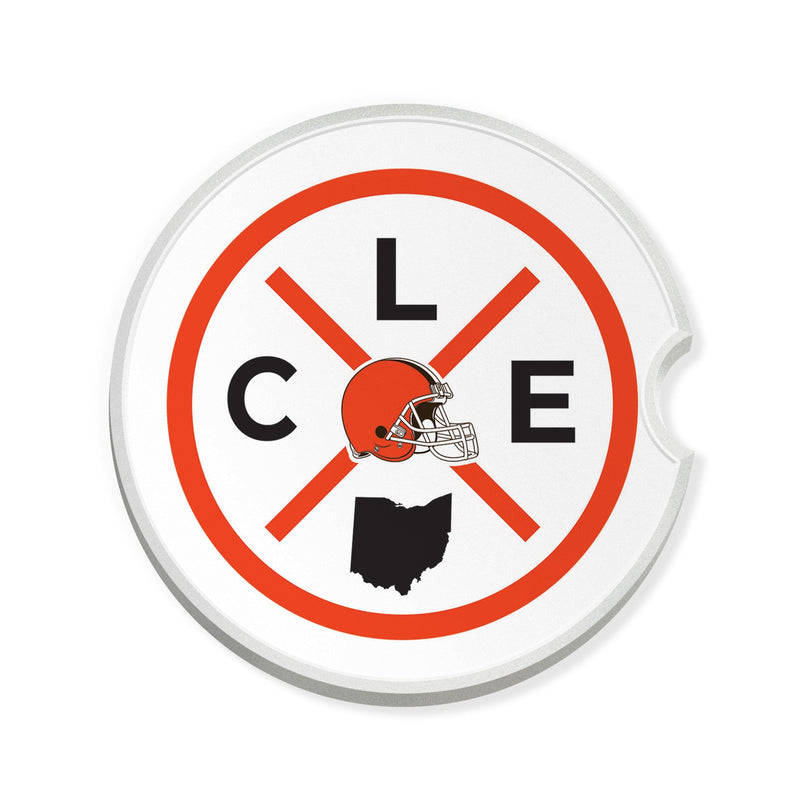Load image into Gallery viewer, Fan Creations NFL Cleveland Browns-Ceramic Car Coaster – Railroad Crossing Sign Design - 2 pack
