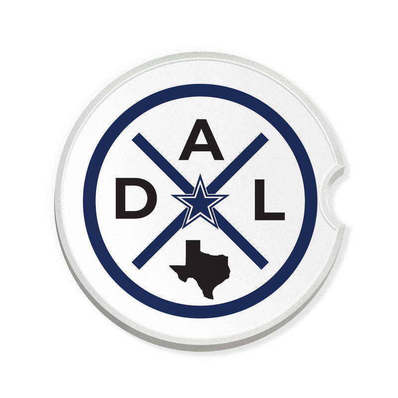 Load image into Gallery viewer, Fan Creations NFL Dallas Cowboys-Ceramic Car Coaster – Railroad Crossing Sign Design - 2 pack
